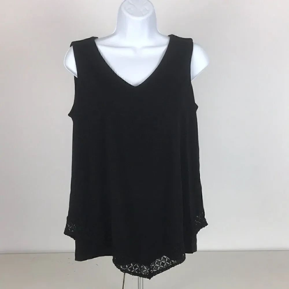 JM Collection Lace-Trimmed Tank Top Size Medium - Picture 2 of 4